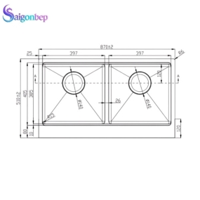 Chậu rửa bát 2 hố Konox Apron Sink KN8751DA Retta